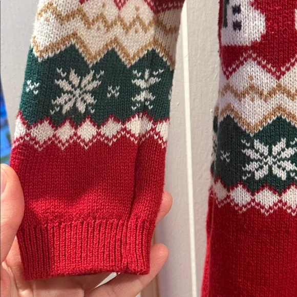 The Children’s Place Festive Red Knit Dress with Snowman and Tree Design - Picture 8 of 8